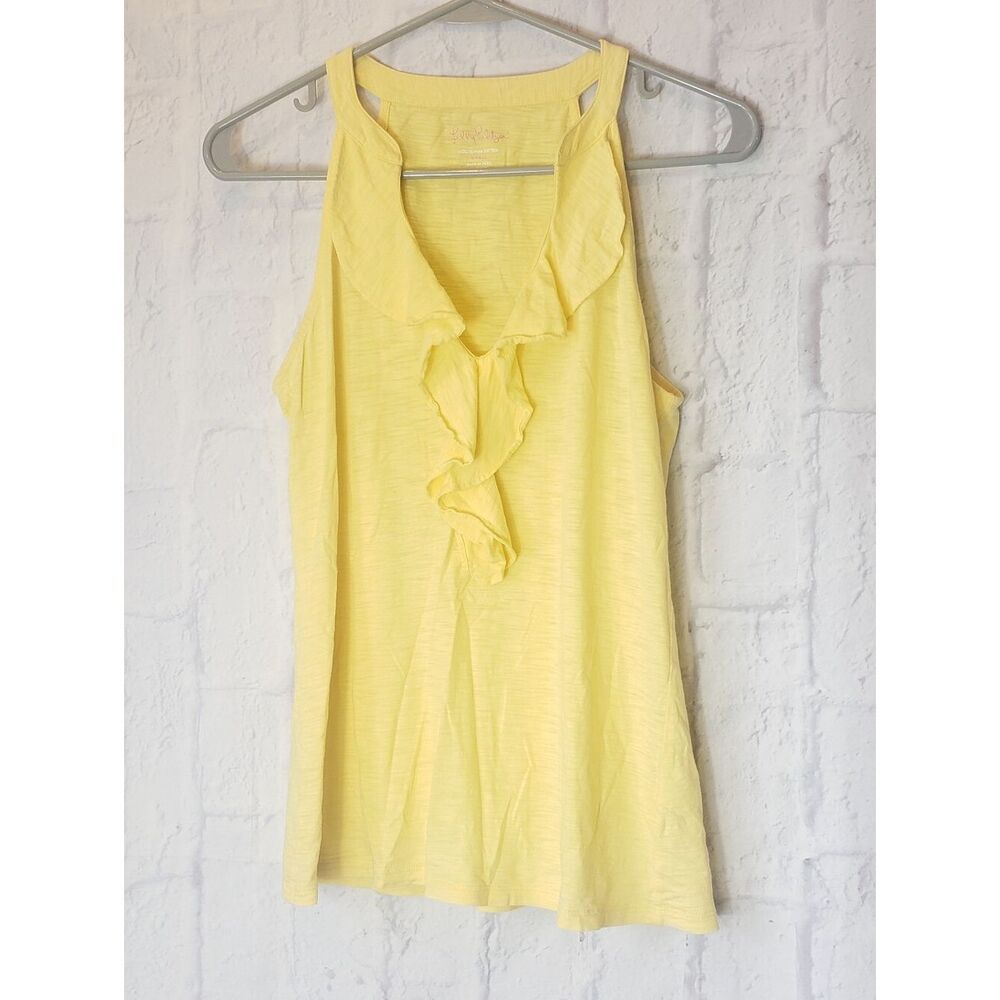 LILLY PULITZER Shay Ruffled Front Tank Top Yellow Small